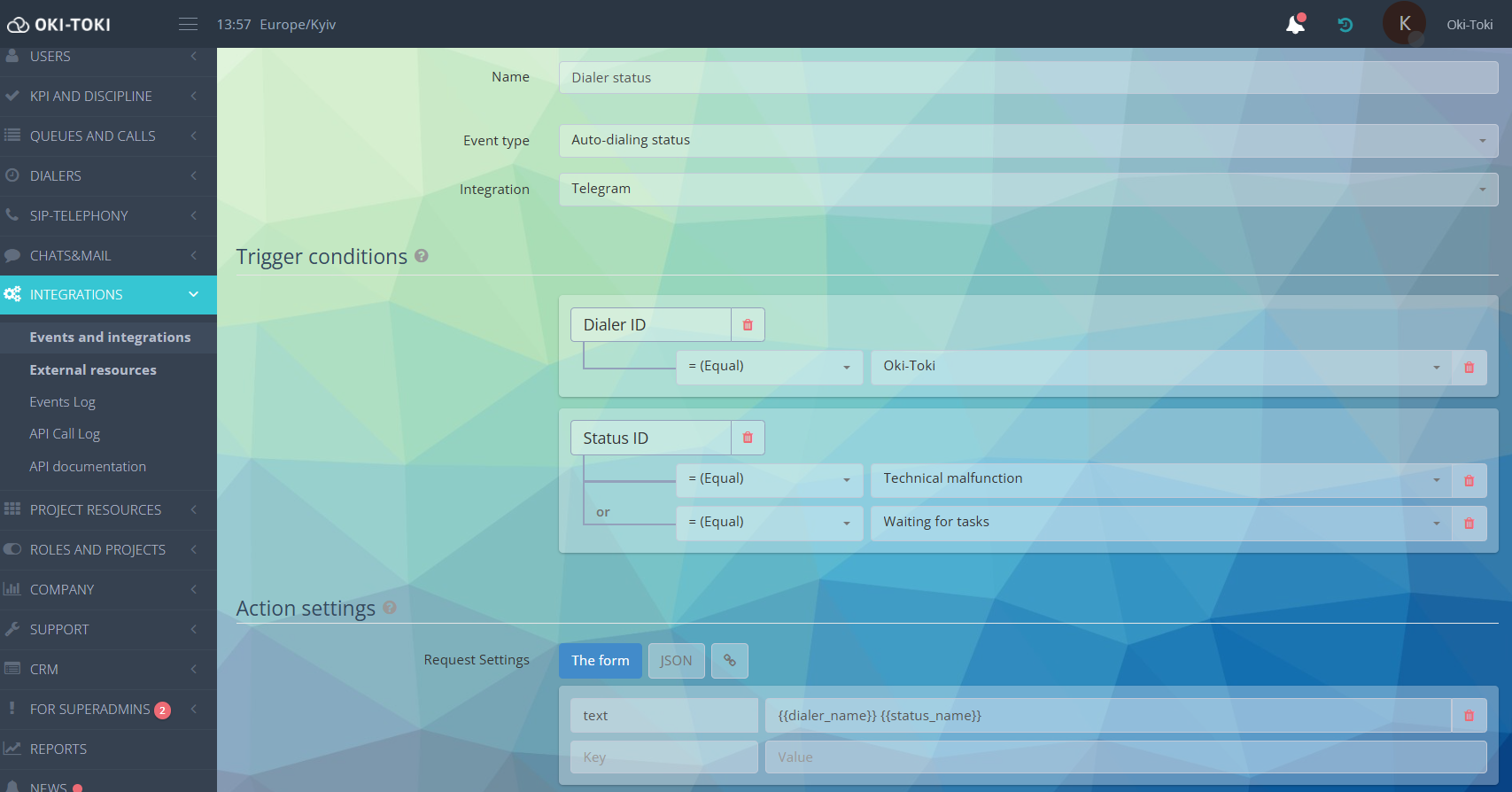 Dialer durumu